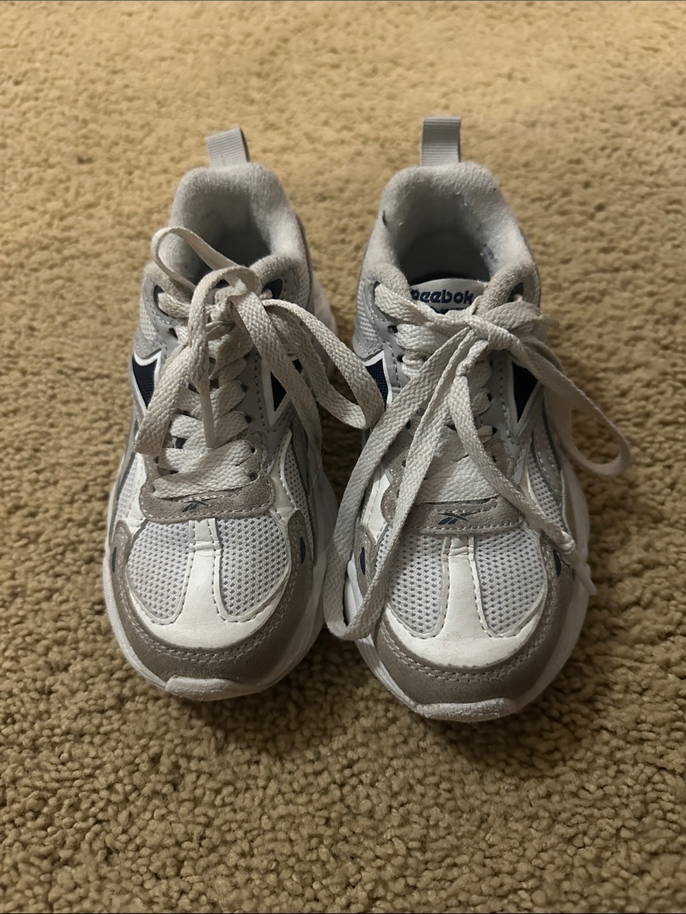 Reebok Kids White & Gray Athletic Sneakers
